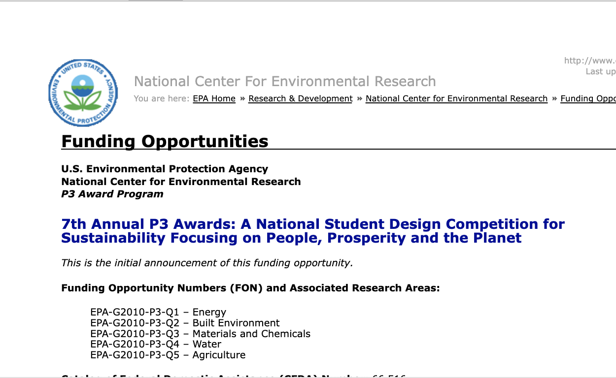 National Student Design Competition for Sustainability Nationa Center for Environmental Research